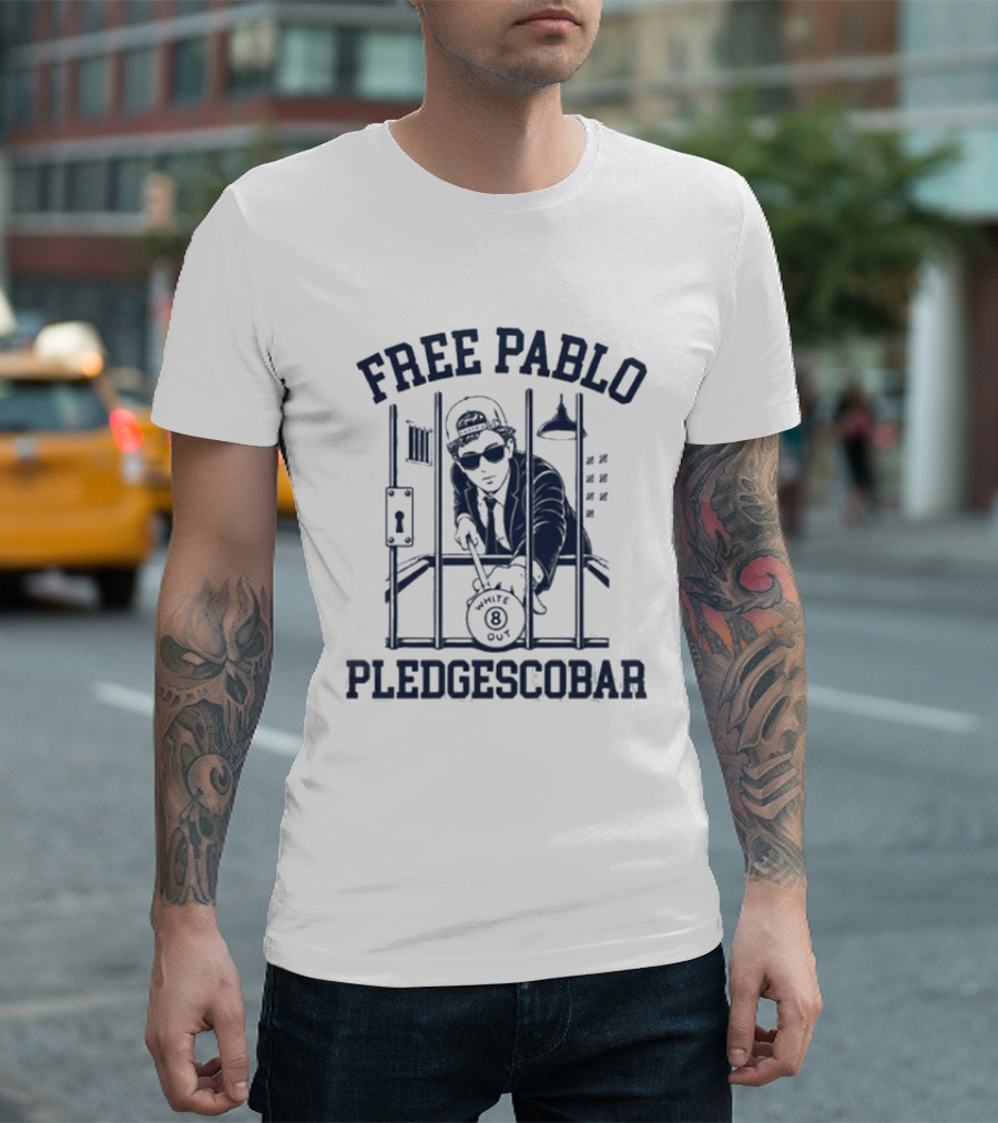 Free Pablo Pledgescobar Jail Break White Out T-Shirt