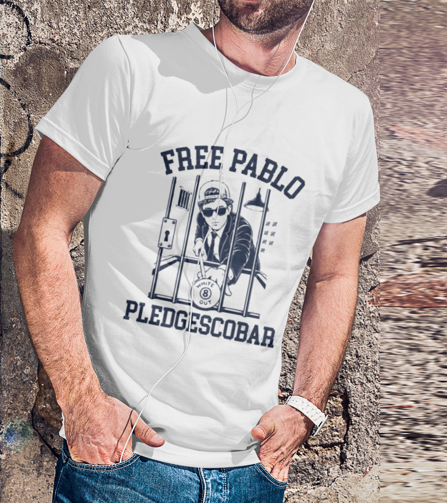 Free Pablo Pledgescobar Jail Break White Out T-Shirt