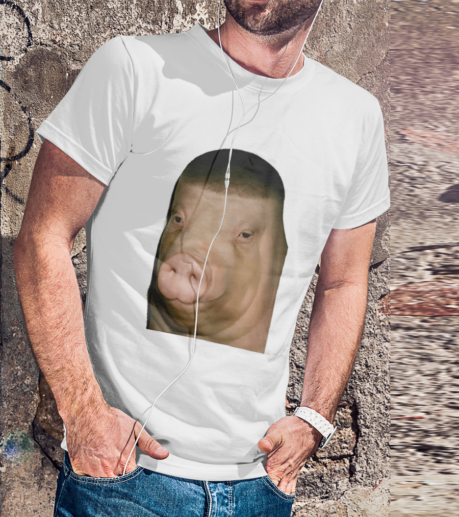 Photorealistic Close Up Pig Face Edgar Haircut Cutout T-Shirt