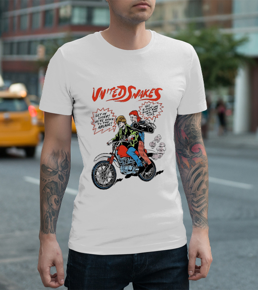 United Snakes Get On Loser We're Going To The Arcade Motorcycle Adventure T-Shirt
