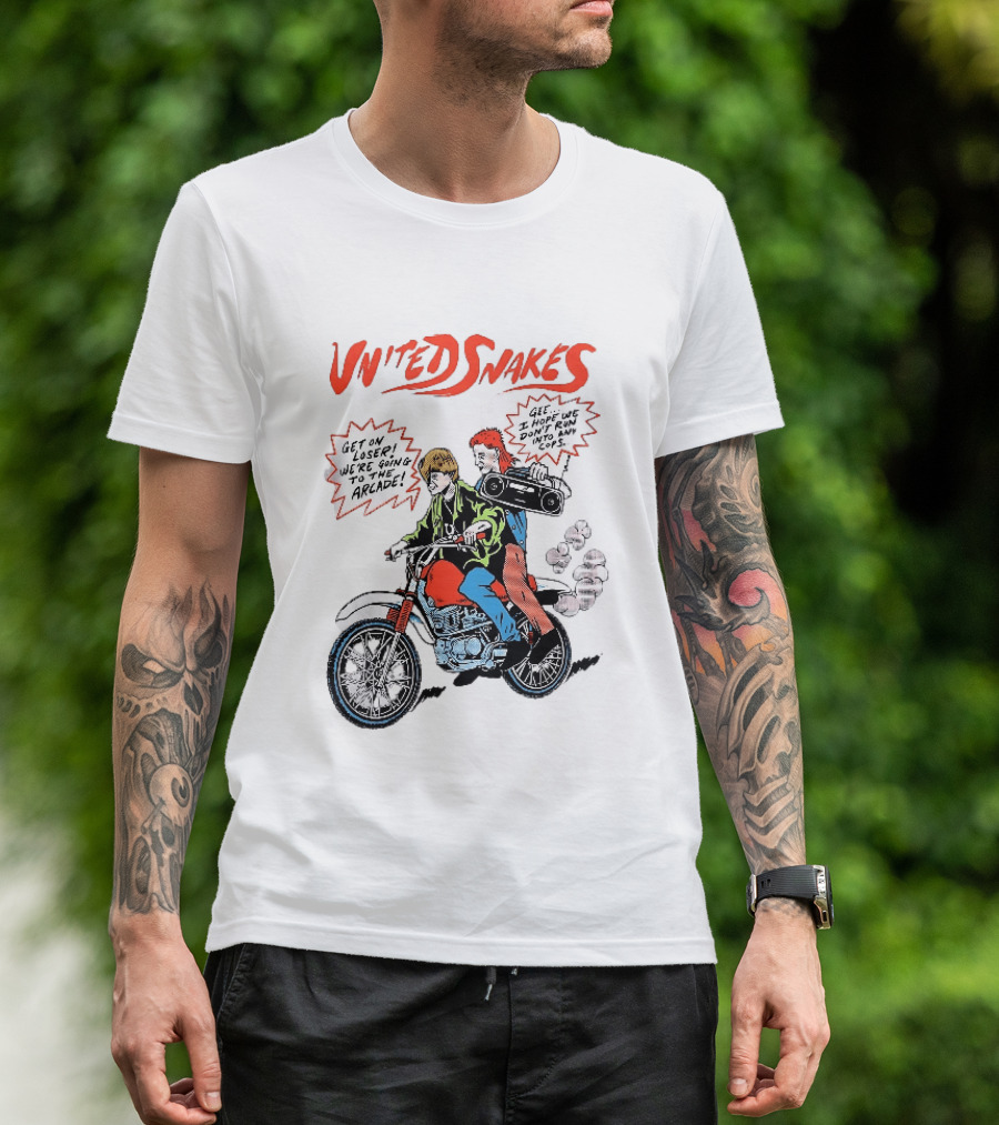 United Snakes Get On Loser We're Going To The Arcade Motorcycle Adventure T-Shirt