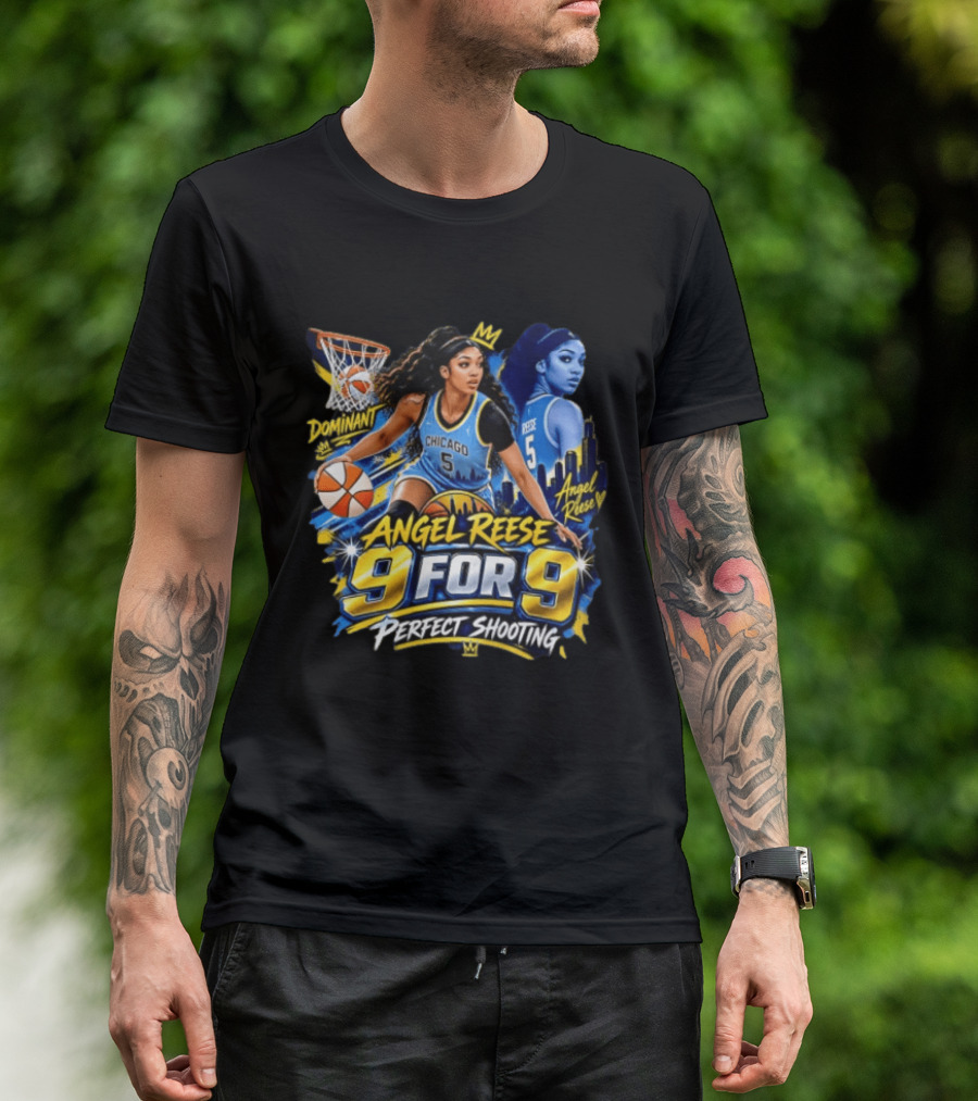 Angel Reese 9 For 9 Perfect Shooting Dominant Chicago Basketball T-Shirt