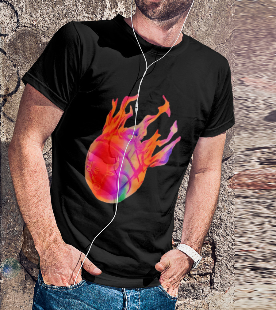 Chicago Bulls NBA Basketball Flaming Fireball NBA Fans Merchandise T-Shirt