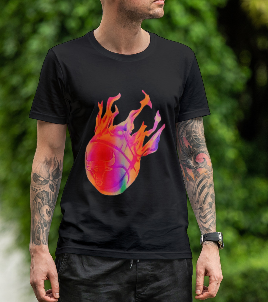 Chicago Bulls NBA Basketball Flaming Fireball NBA Fans Merchandise T-Shirt