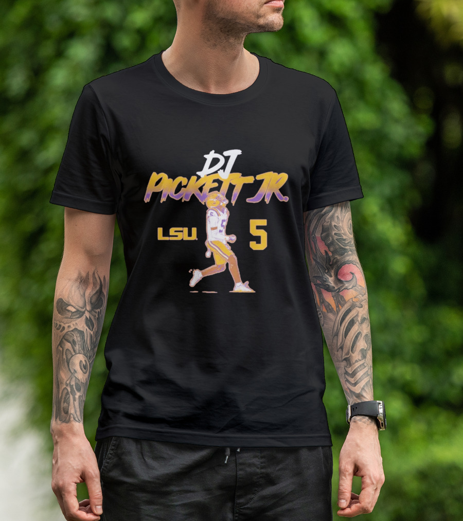 DJ Pickett Jr. LSU Tigers 5 Football Pose T-Shirt