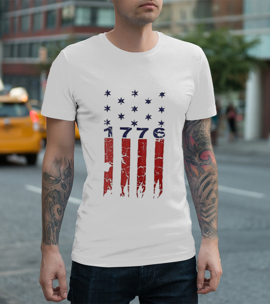 1776 Distressed American Flag Stars Stripes Patriotic T-Shirt