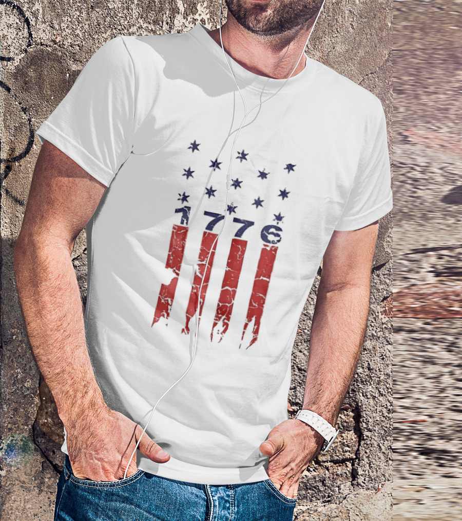 1776 Distressed American Flag Stars Stripes Patriotic T-Shirt