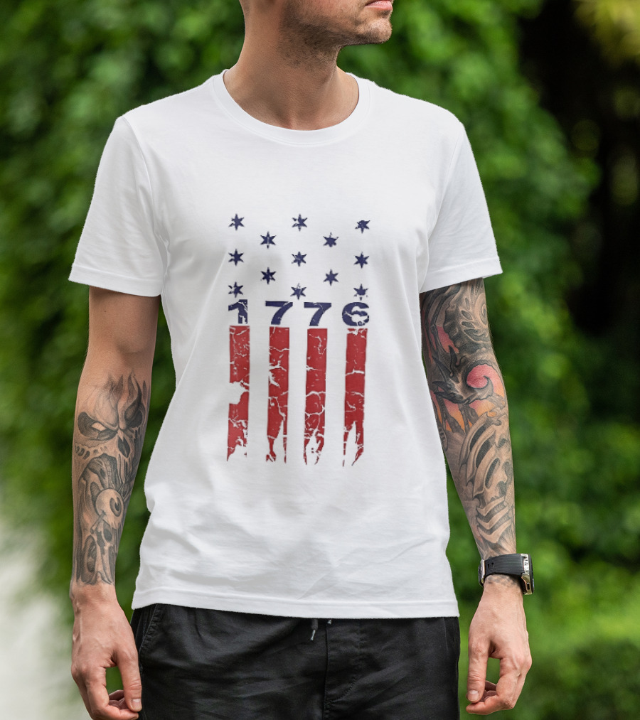 1776 Distressed American Flag Stars Stripes Patriotic T-Shirt