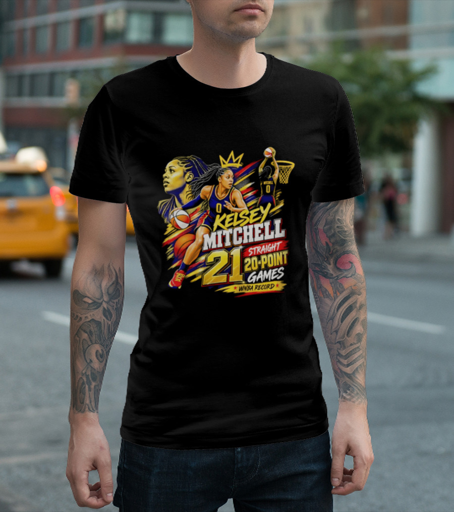 Kelsey Mitchell Straight 21 Straight 20 Point Games Basketball Monarch T-Shirt