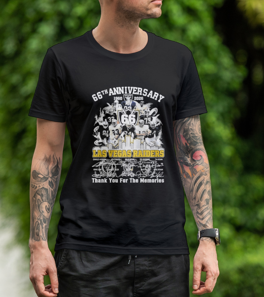 Las Vegas Raiders 66th Anniversary 1960 2026 Thank You For The Memories Celebration T-Shirt