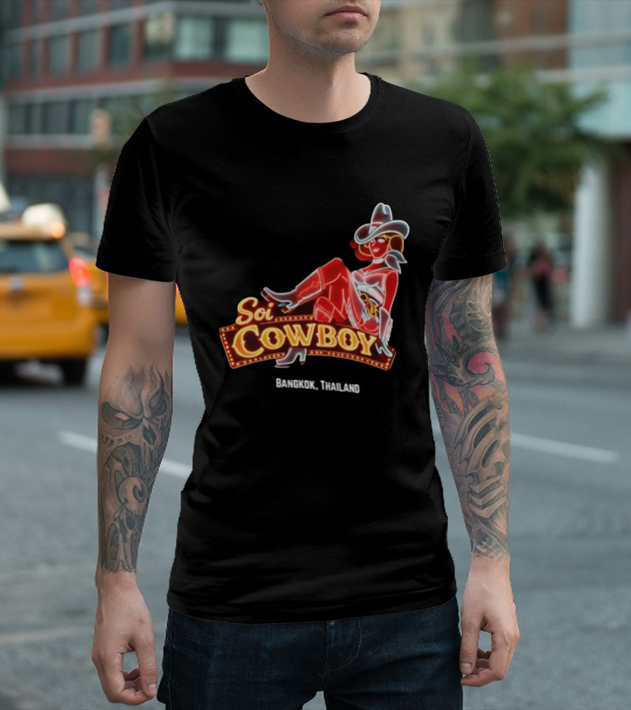Soi Cowboy Bangkok Thailand Cowgirl Neon Sign T-Shirt