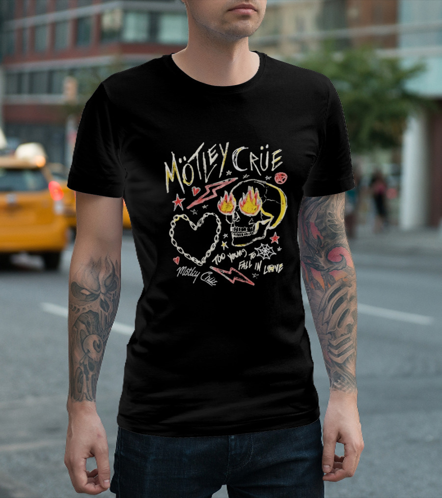 Mötley Crüe Skull Heart Lightning Too Young To Fall In Love Toddler 2026 T-Shirt