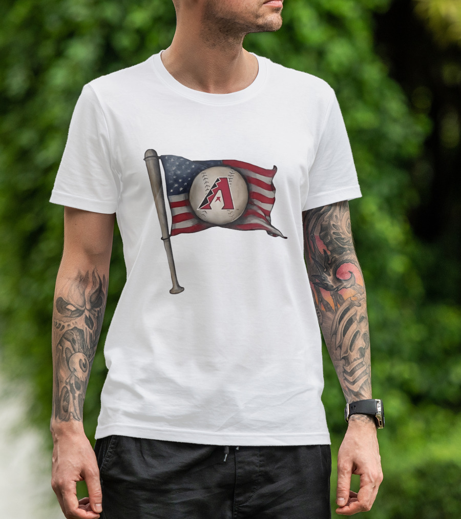 Arizona Diamondbacks American Flag Baseball Bat T-Shirt