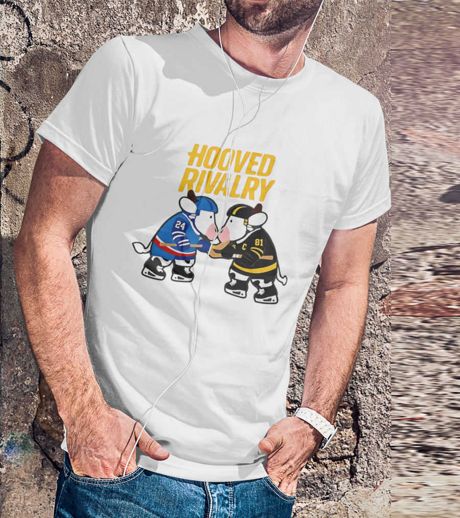 Hooved Rivalry Ilya Rozanov 24 Vs Shane Hollander 81 Hockey Faceoff T-Shirt