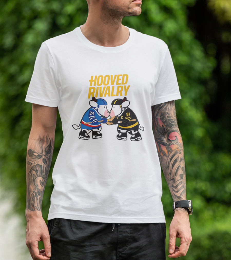 Hooved Rivalry Ilya Rozanov 24 Vs Shane Hollander 81 Hockey Faceoff T-Shirt