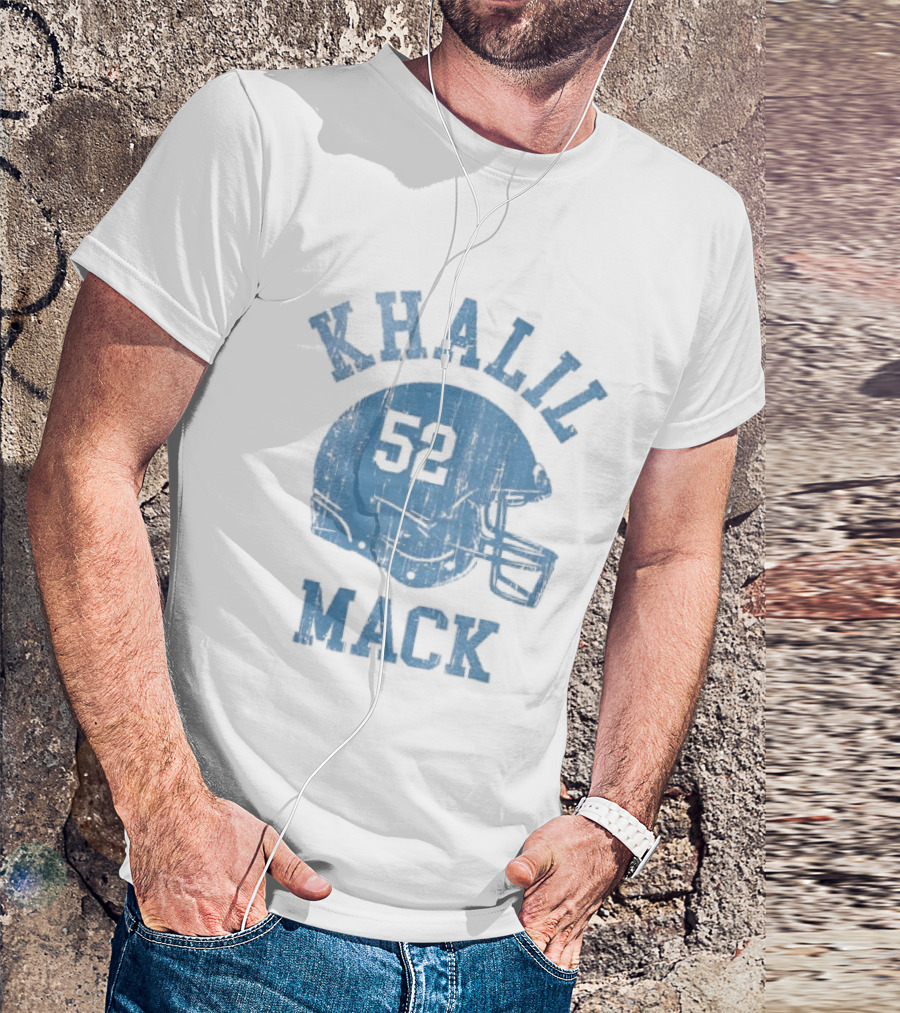 Khalil Mack 52 Distressed Powder Blue Football Helmet T-Shirt
