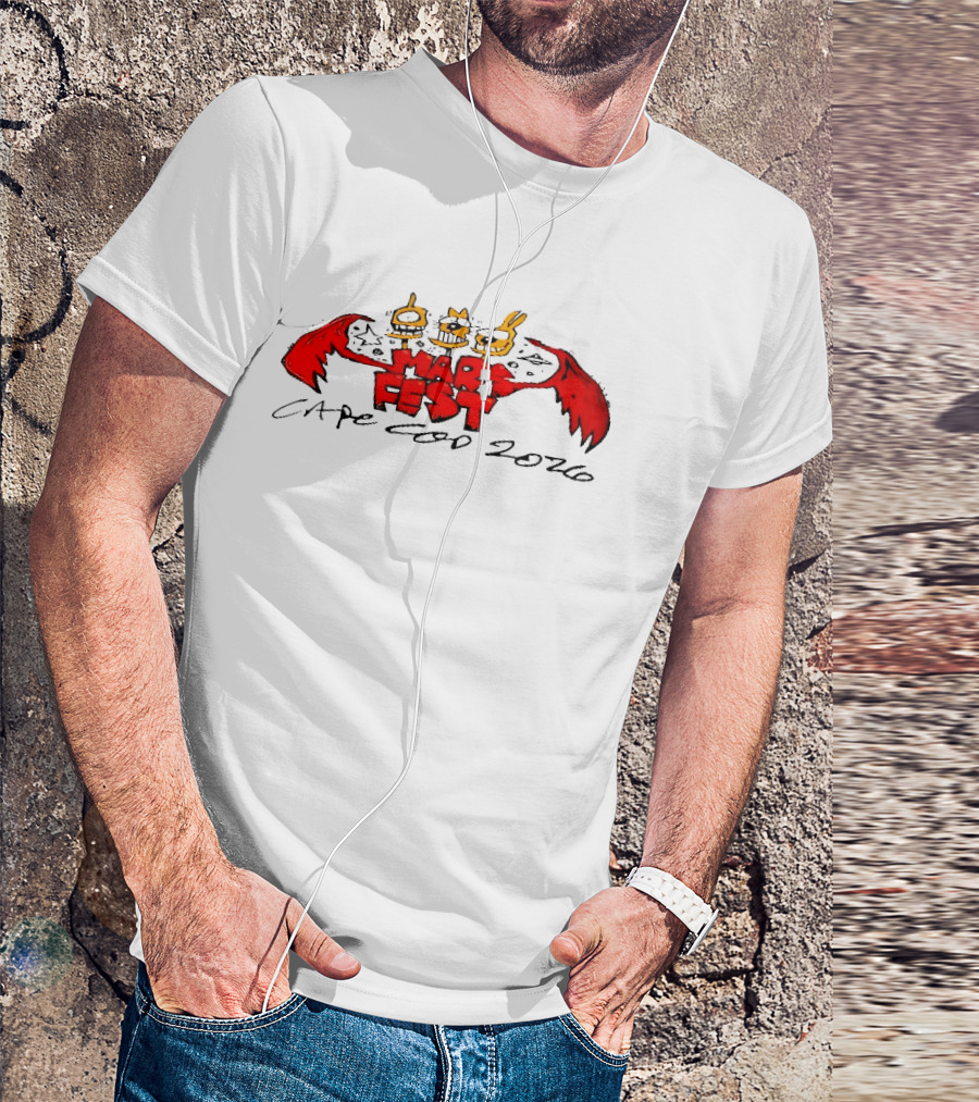 Mars Fest Cape Cod 2026 Cartoon Alien Creature Heads Red Wings Ufo Space T-Shirt