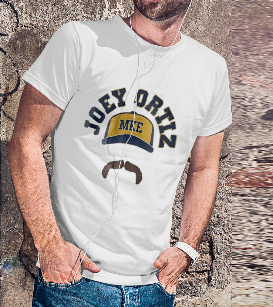 Milwaukee Brewers MKE Joey Ortiz Baseball Cap Mustache T-Shirt