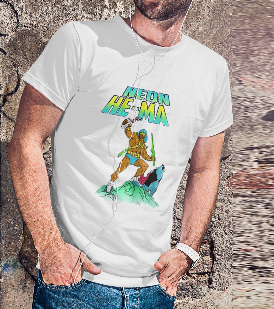 Neon He Ma Cartoon Warrior Action With Purple Drink Mountain Adventure T-Shirt