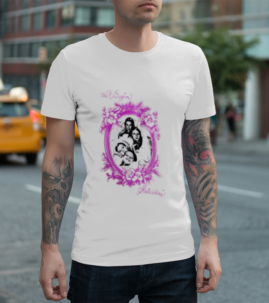 The Virgin Suicides Girls Pink Floral Oval Frame T-Shirt