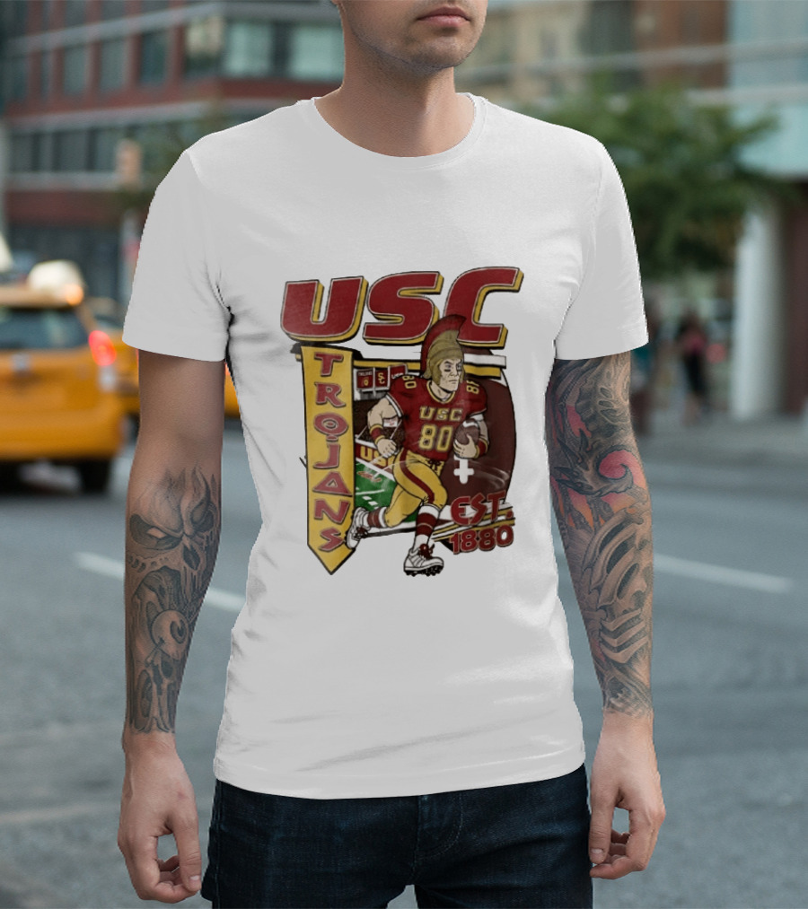 USC Trojans Football Player Cartoon Scoreboard Est 1880 T-Shirt
