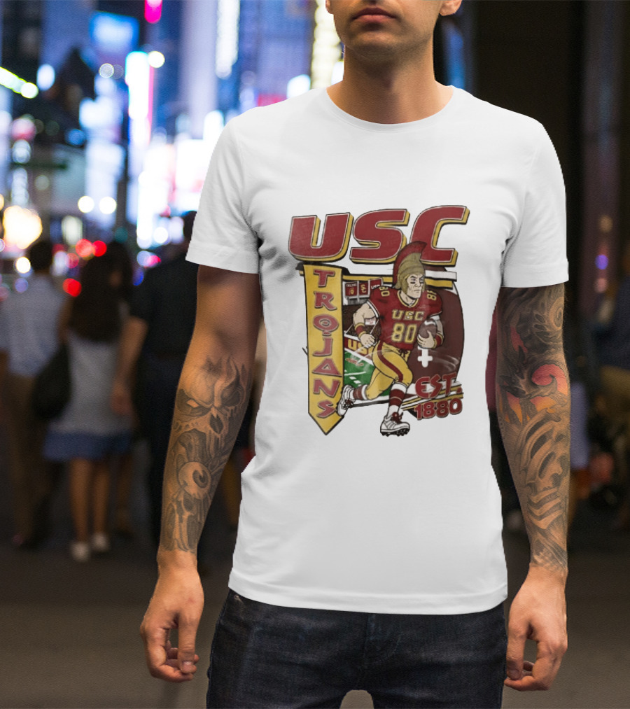 USC Trojans Football Player Cartoon Scoreboard Est 1880 T-Shirt