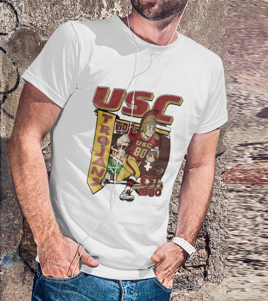 USC Trojans Football Player Cartoon Scoreboard Est 1880 T-Shirt