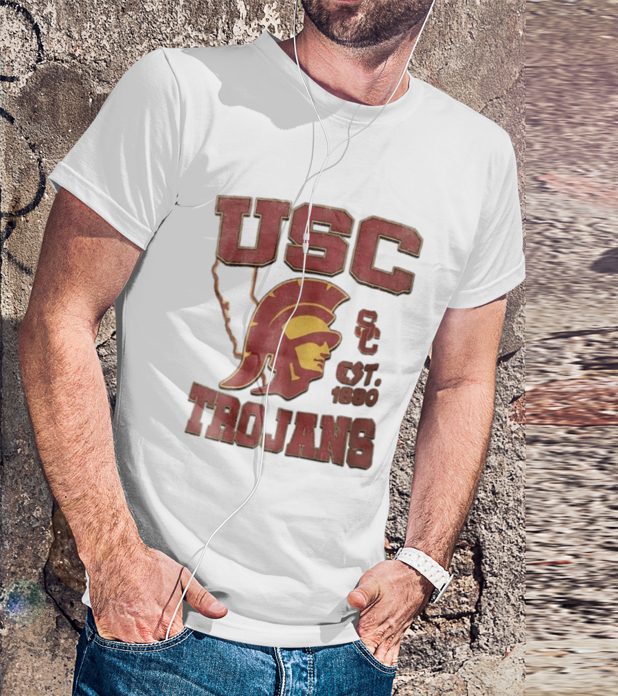 USC Trojans Est 1880 Helmet California State Map Sign T-Shirt