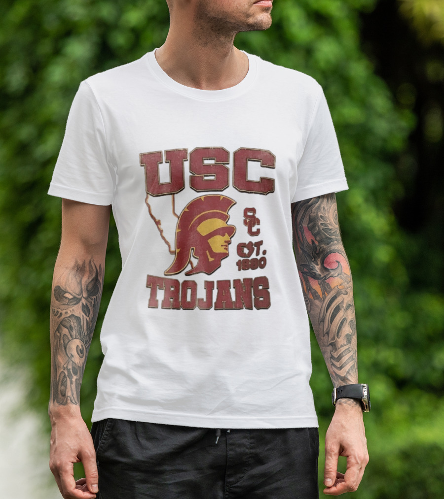 USC Trojans Est 1880 Helmet California State Map Sign T-Shirt
