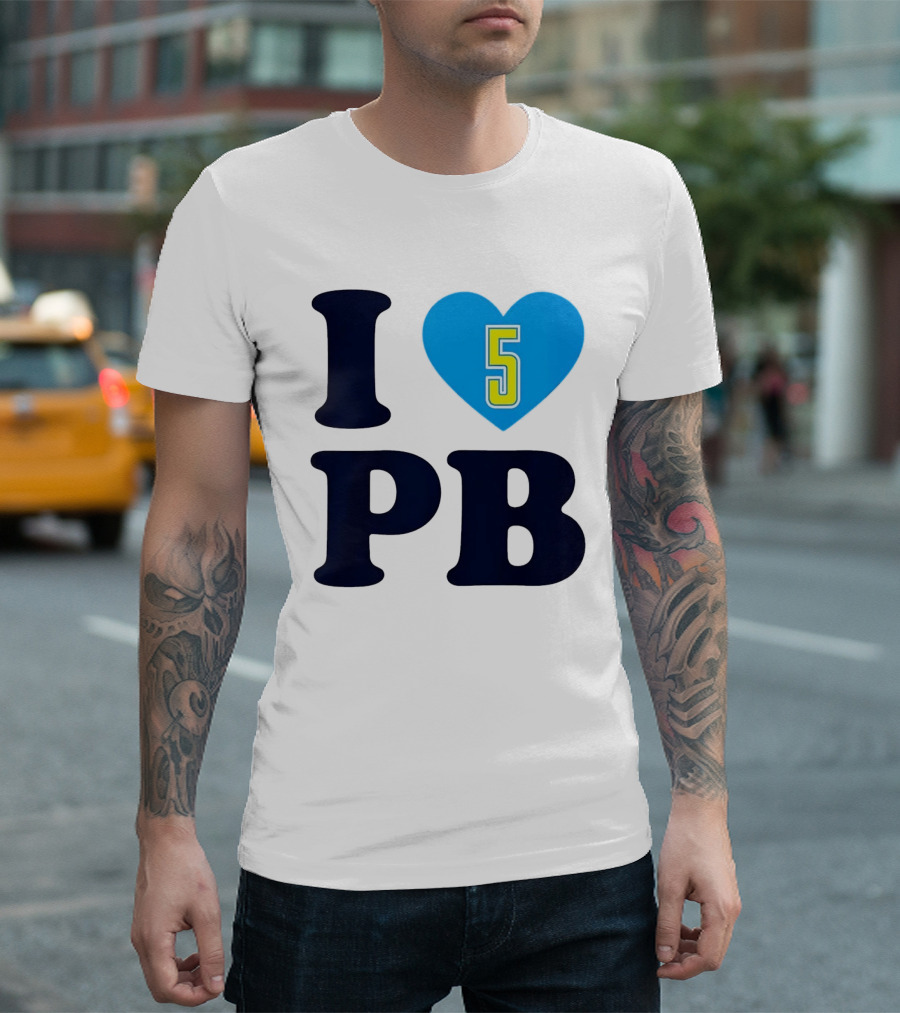 I Love PB Heart 5 Blue And Yellow T-Shirt