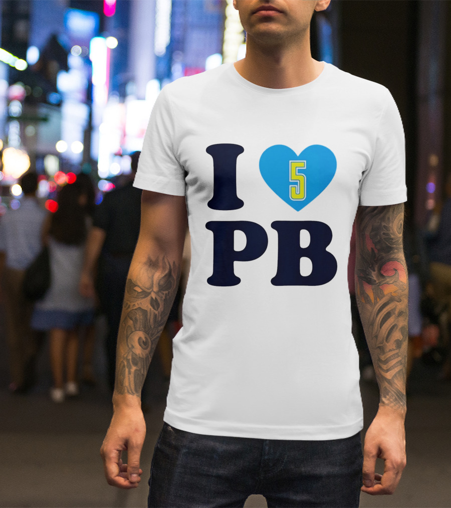 I Love PB Heart 5 Blue And Yellow T-Shirt