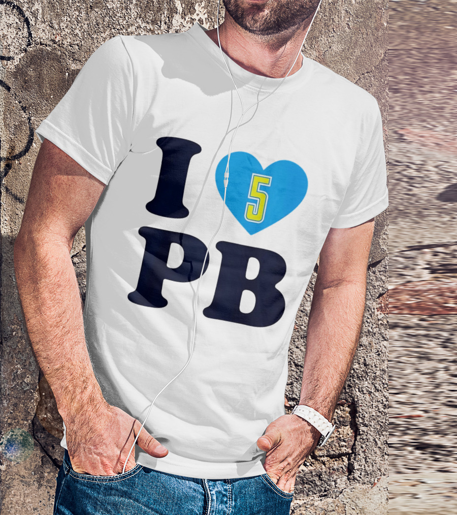 I Love PB Heart 5 Blue And Yellow T-Shirt