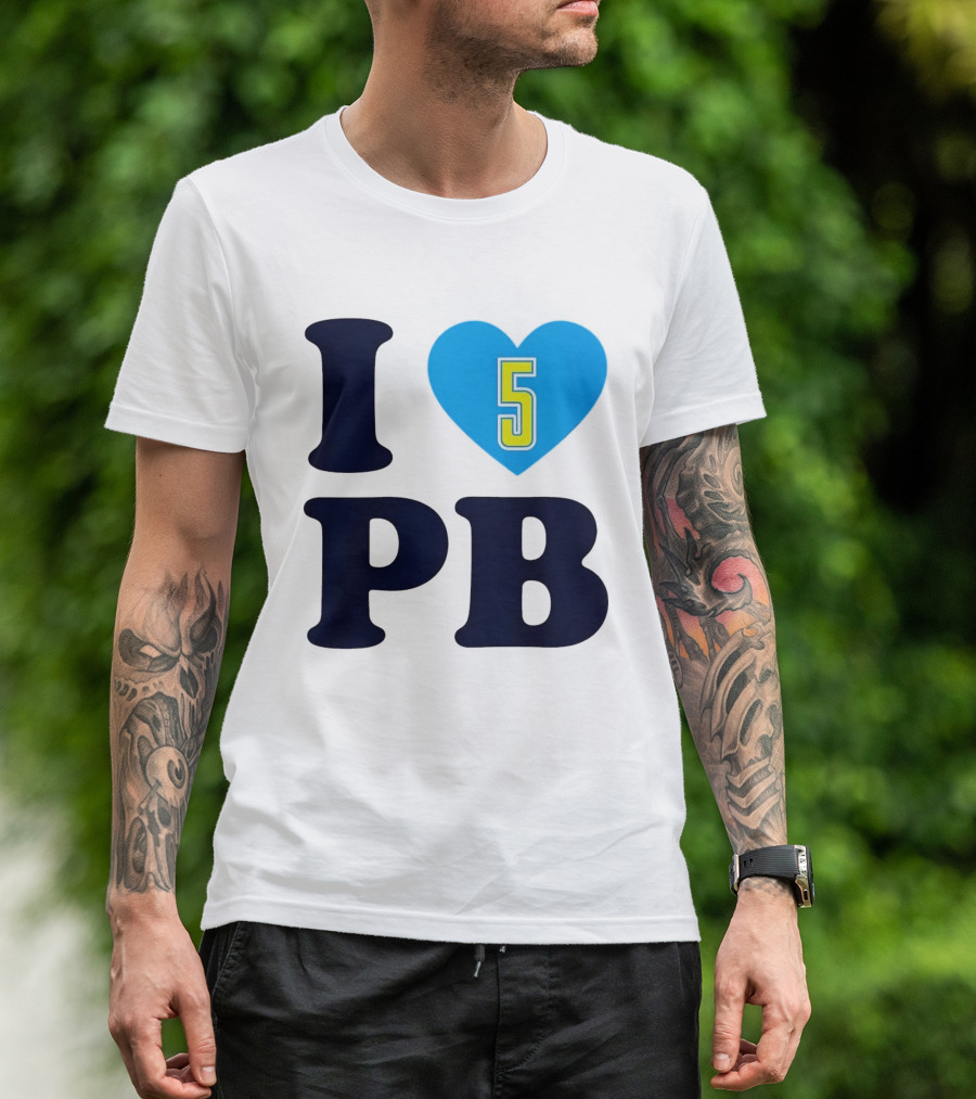 I Love PB Heart 5 Blue And Yellow T-Shirt