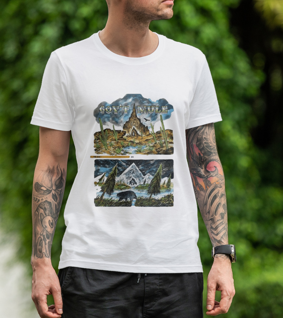 Govt Mule Two Night Kicking In Your Stall 2026 Santa Fe Aug 22 Vail Aug 23 Desert Scene Bear Mountain T-Shirt