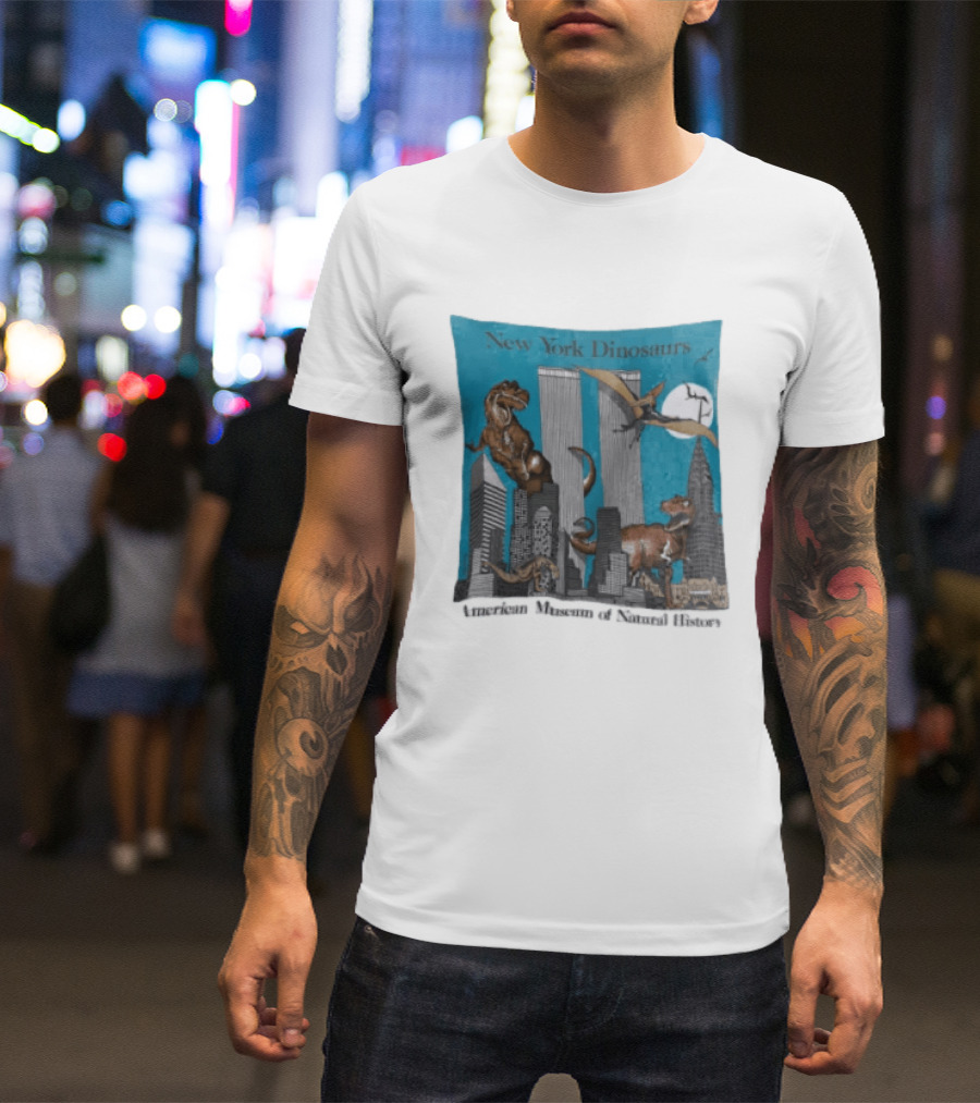 New York Dinosaurs American Museum Of Natural History Twin Towers Scene T-Shirt