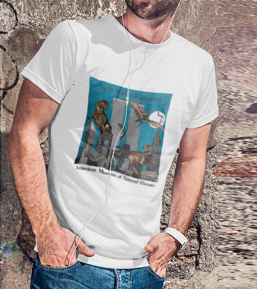 New York Dinosaurs American Museum Of Natural History Twin Towers Scene T-Shirt
