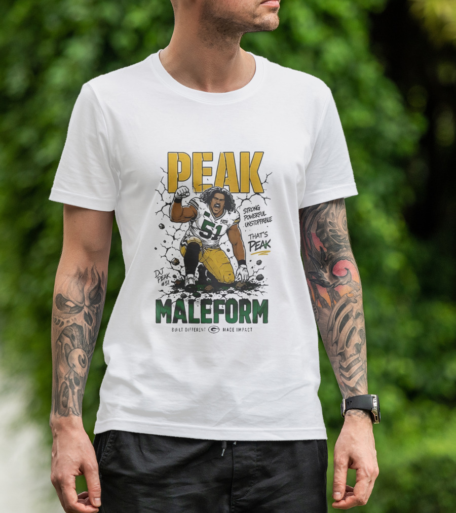 Peak Maleform Green Bay Packers #61 Strong Powerful Unstoppable T-Shirt