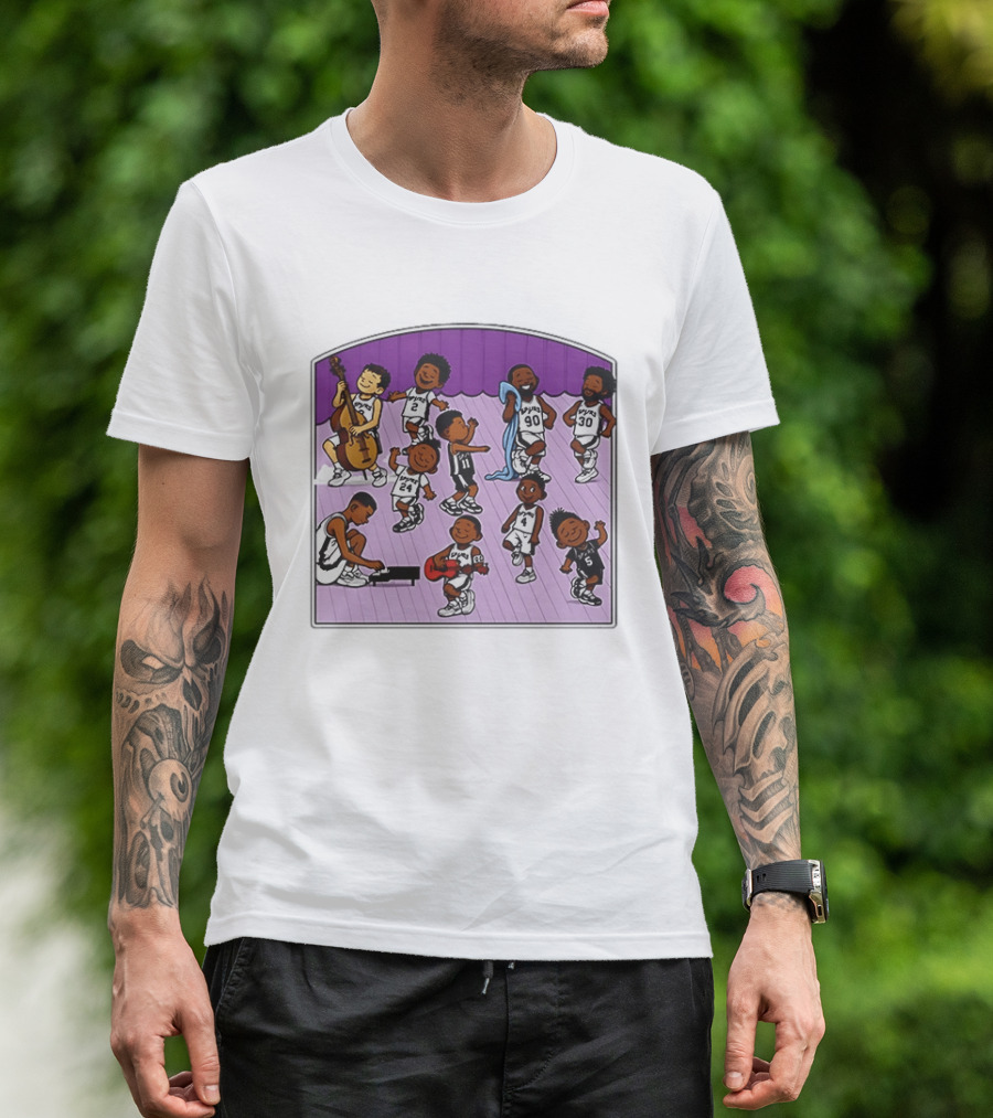 San Antonio Spurs Cartoon Players Music Band Comedy T-Shirt