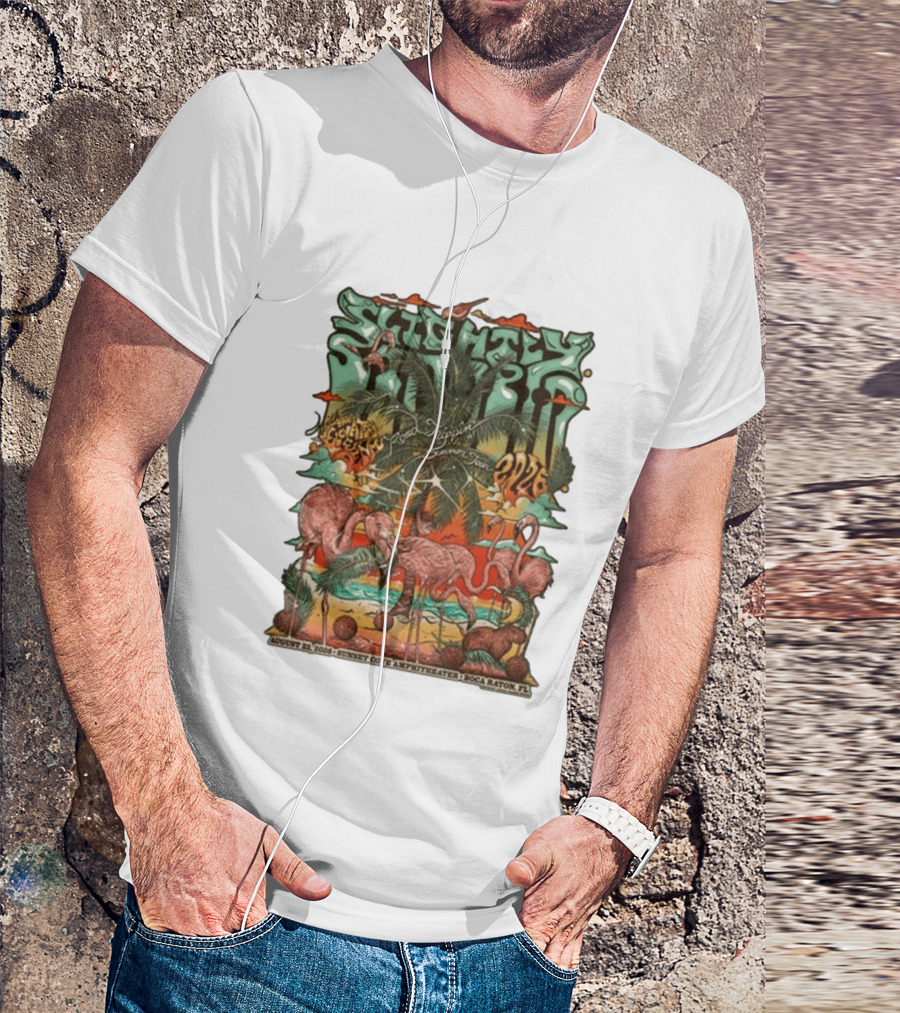 Slightly Stoopid August 22 2026 Ice Drippin Summer Tour Sunset Cove Amphitheater Boca Raton FL Flamingos Palms T-Shirt