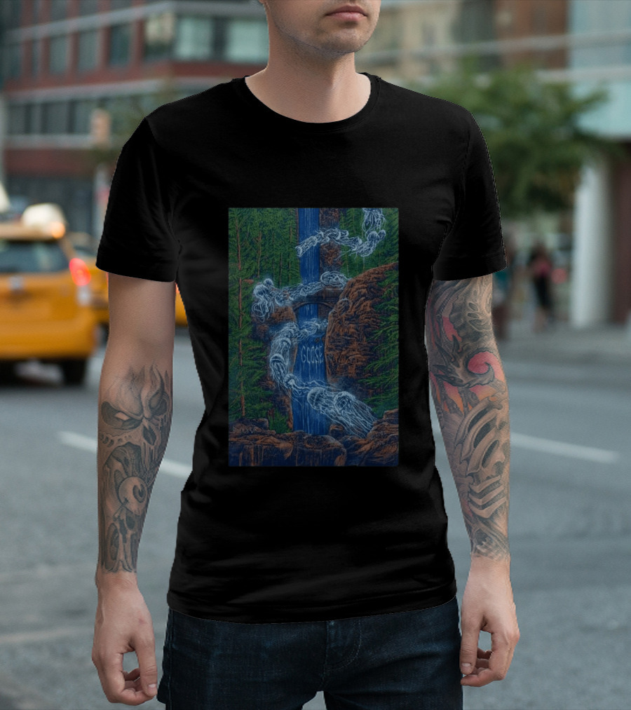 Goose Summer Tour 2026 Hayden Homes Amphitheater Bend August 21 22 Waterfall Forest Scene T-Shirt