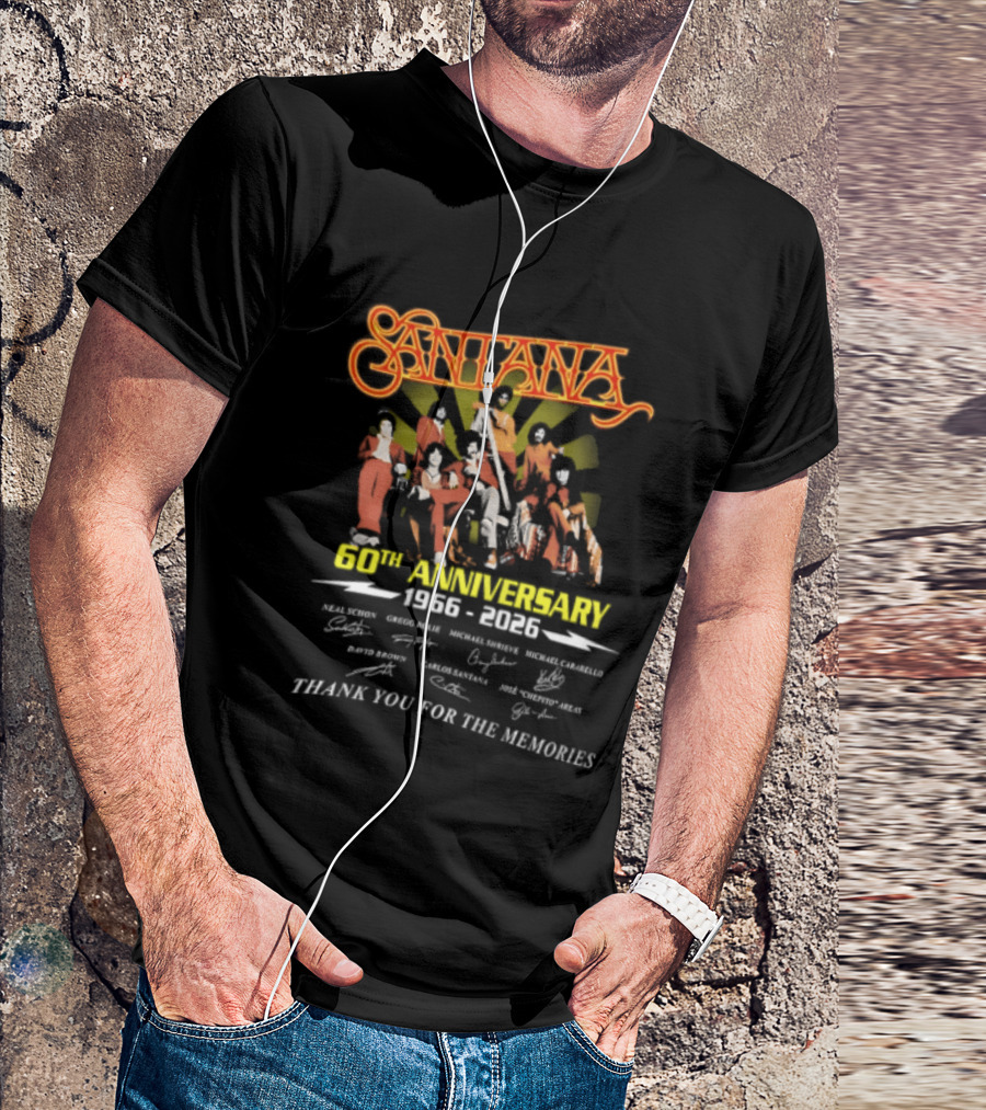 Santana 60th Anniversary 1966 2026 Thank You For The Memories Signatures T-Shirt