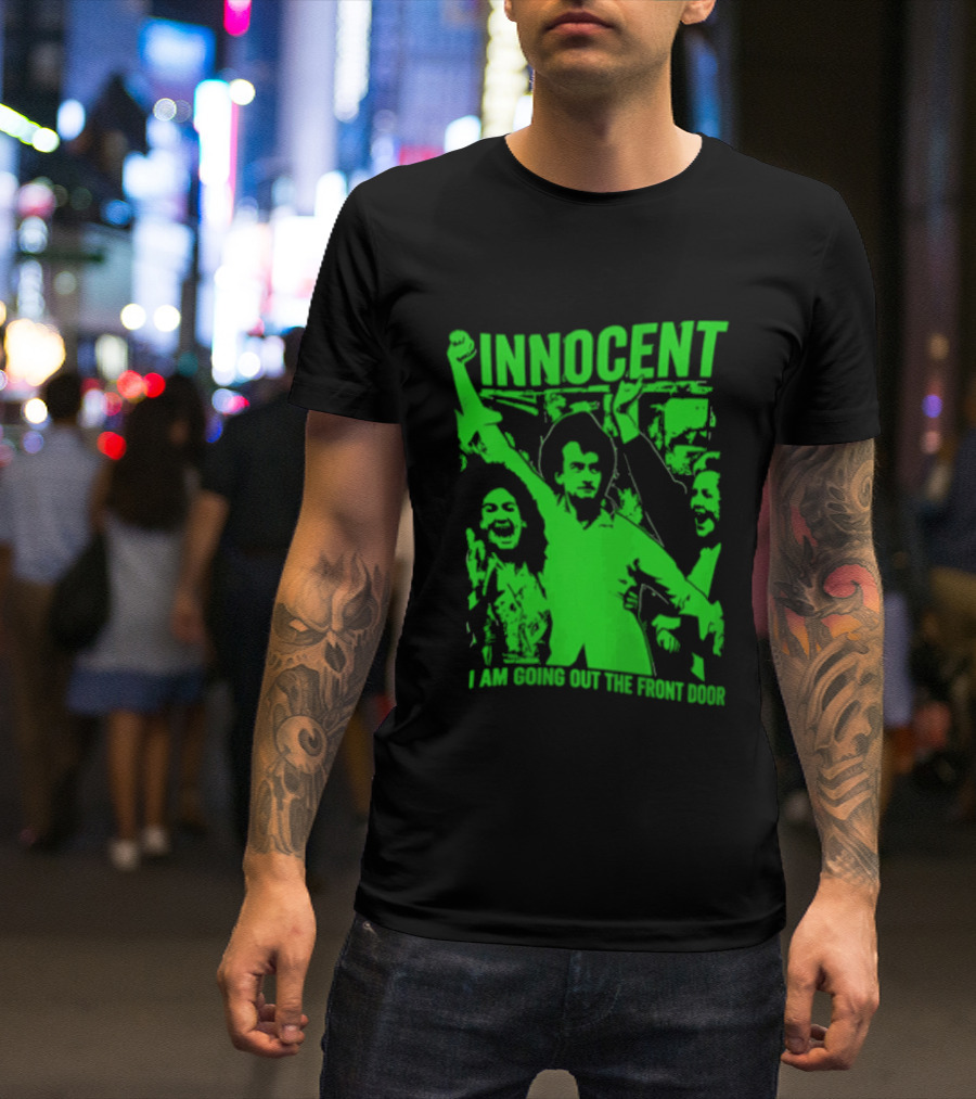 Innocent I Am Going Out The Front Door Retro Style People In Motion T-Shirt