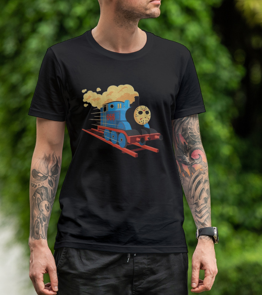Thomas The Tank Engine Jason Voorhees Mask 666 Railway To Hell T-Shirt