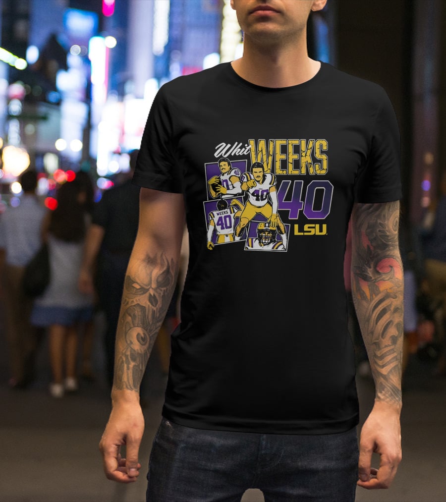 Whit Weeks LSU Tigers Number 40 College Football Collage T-Shirt