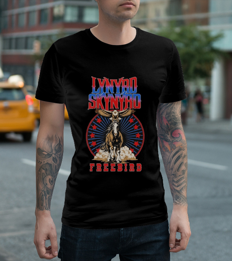 Lynyrd Skynyrd Freebird Eagle Horse Red Stars T-Shirt