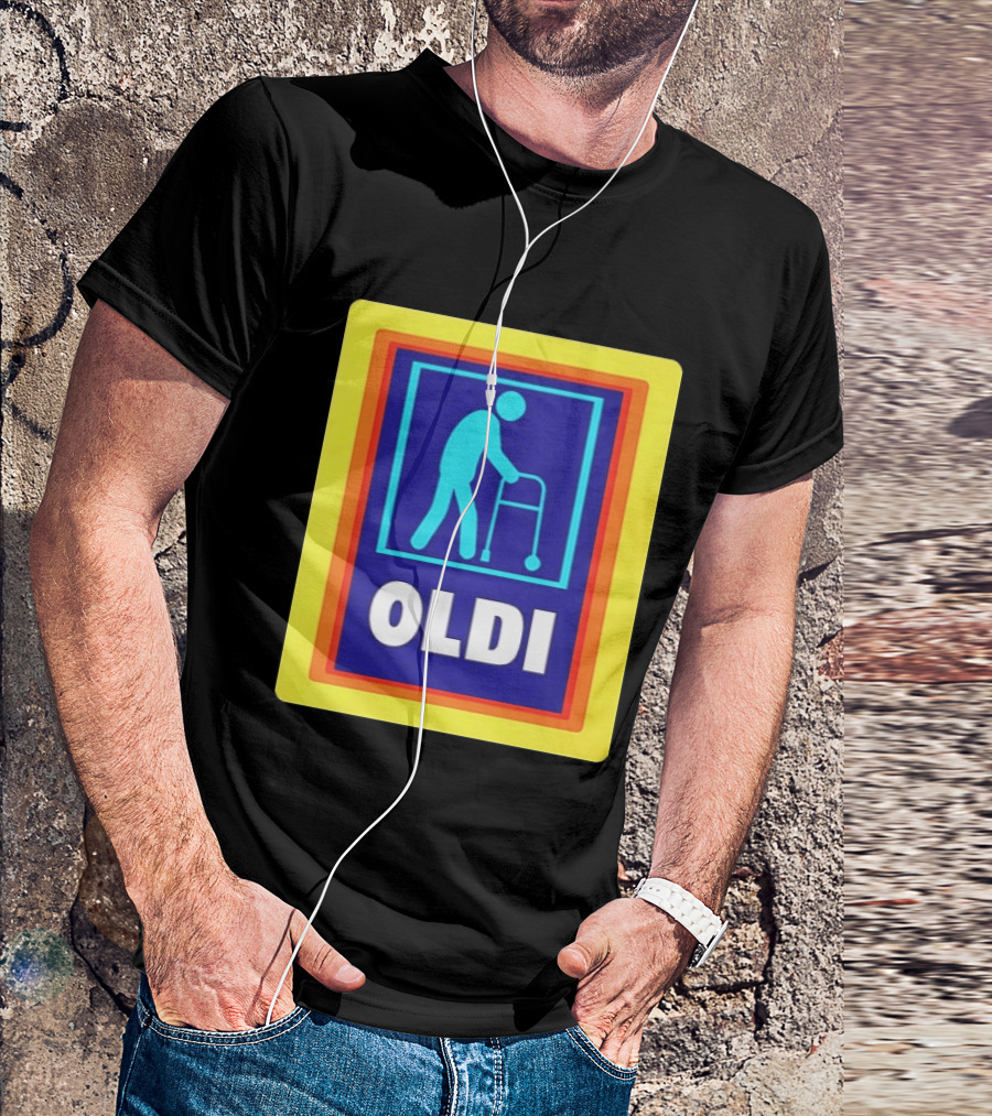 Oldi Elderly Walker Parody Aldi T-Shirt