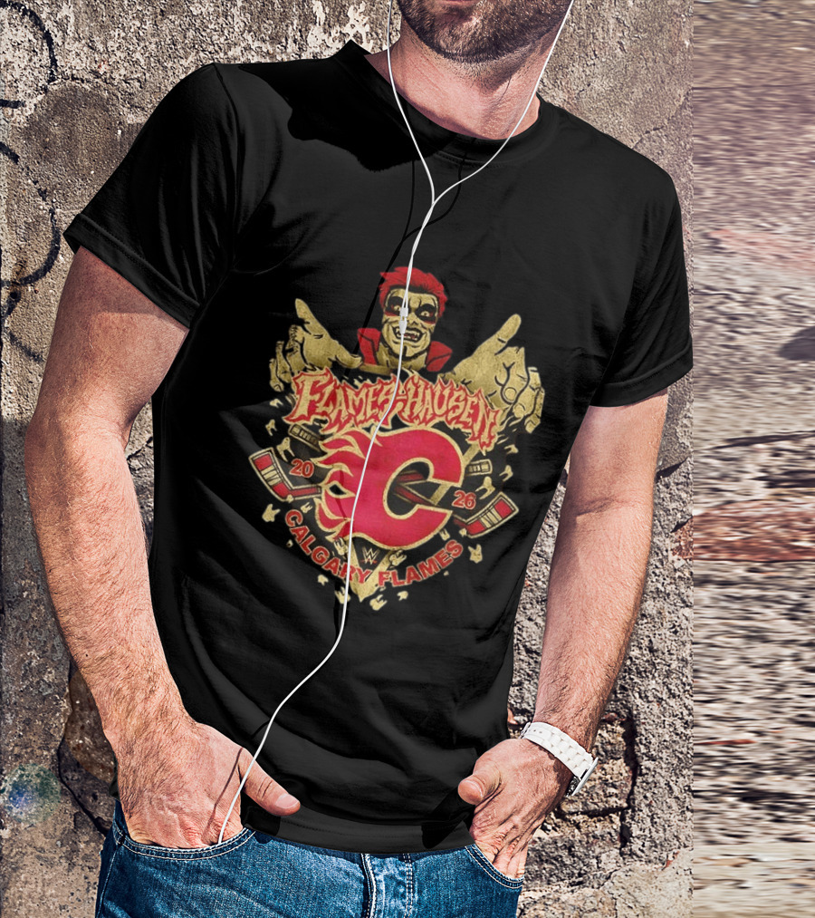 Flamehausen Calgary Flames WWE 2026 Collaboration Danhausen Summer Tour T-Shirt