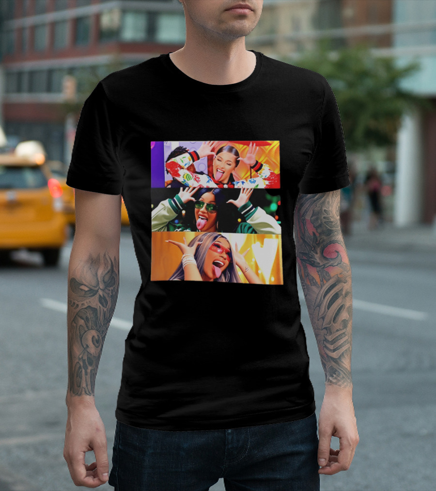 Cardi B Funny Faces Tongue Out Rapper Hip Hop Celebrity T-Shirt