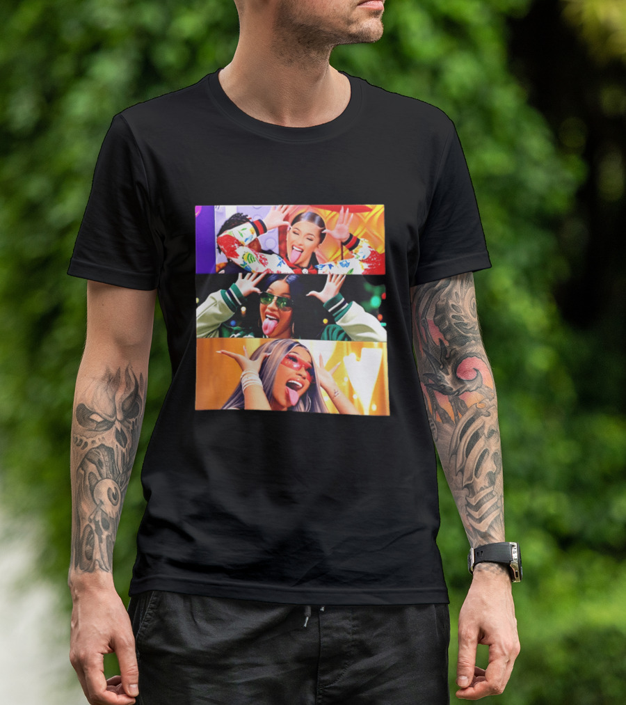 Cardi B Funny Faces Tongue Out Rapper Hip Hop Celebrity T-Shirt