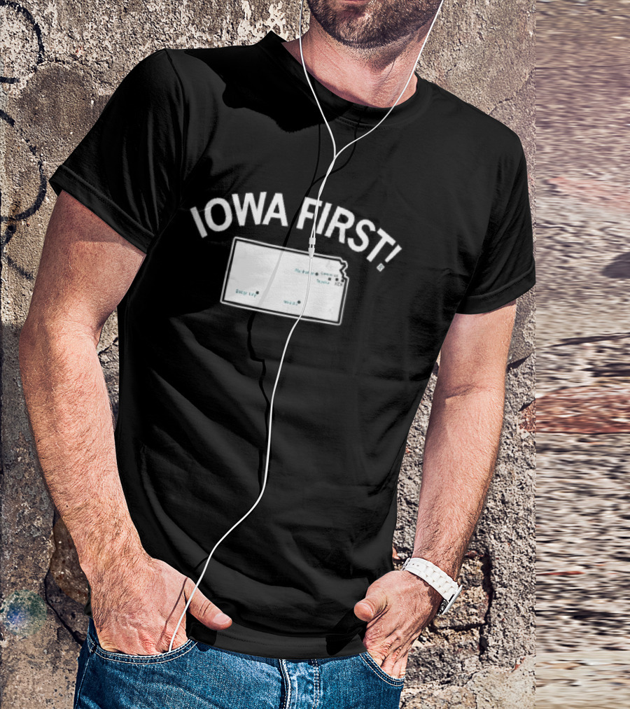 Iowa First Map Ames Newton Des Moines Cities Locations T-Shirt